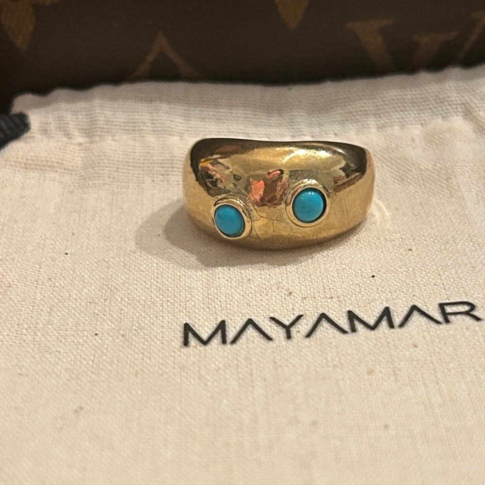Mayamar Gold Turquoise dome ring size‎ 10